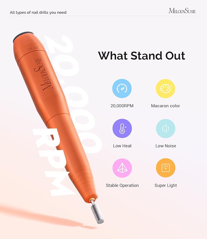 MelodySusie Pen-Shaped Portable USB Nail Drill, PC120I 20000RPM Electric Nail - Image 5