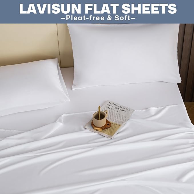 Lavisun King Size Flat Sheets Only, 6 Pack Soft Brushed Microfiber Bedding - Image 3