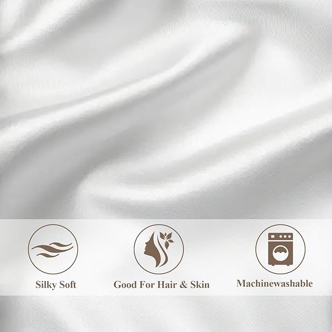 Queen Satin Pillowcase for Hair 2pc, Similar to Silk Pillow Cases, Easier Care - Image 5