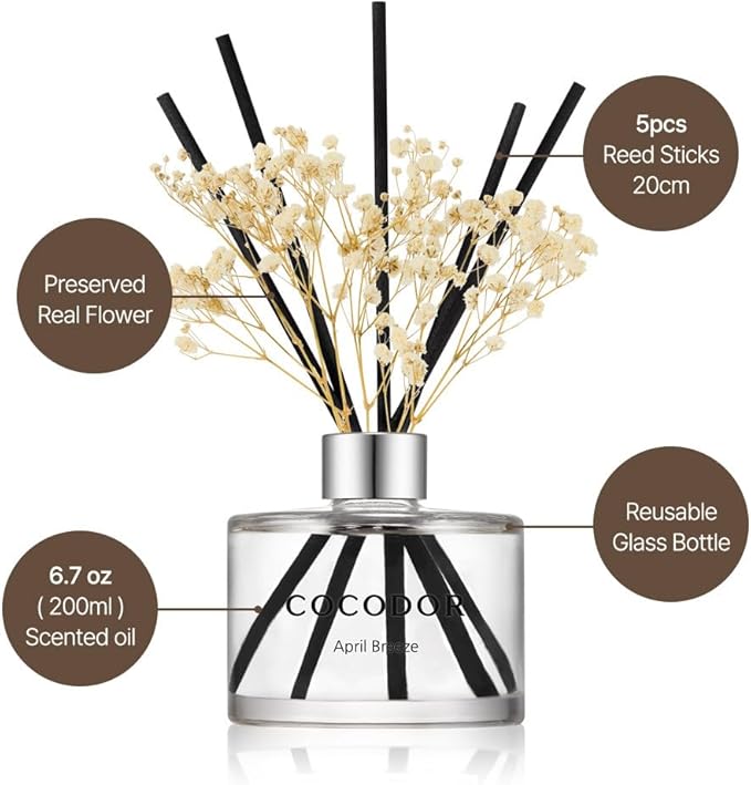 COCODOR Flower Reed Diffuser Set / 6.7oz / Gardenia/Scent Diffuser - Image 3