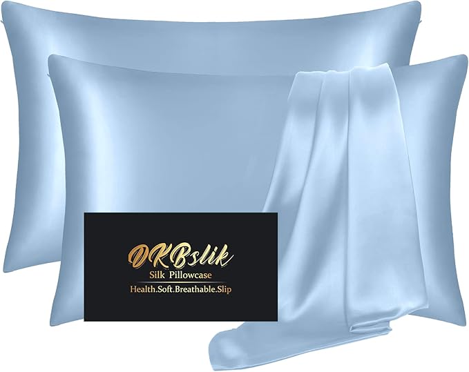 Silk Pillow Cases 2 Pack, Mulberry Silk Pillowcases Standard Set of 2, Anti Acne by HOME