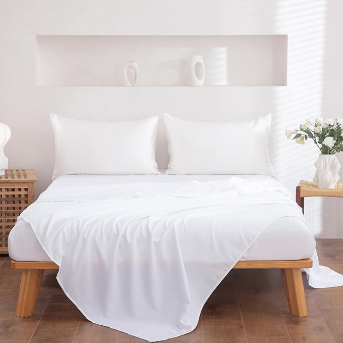 Queen Flat Sheet Only， 90x102Inch White - Image 2