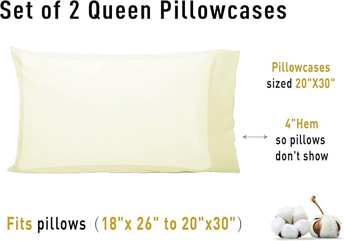 Sunflower Queen Pillowcases Set of 2, 100% Cotton Queen Pillow Cases 2 - Image 8