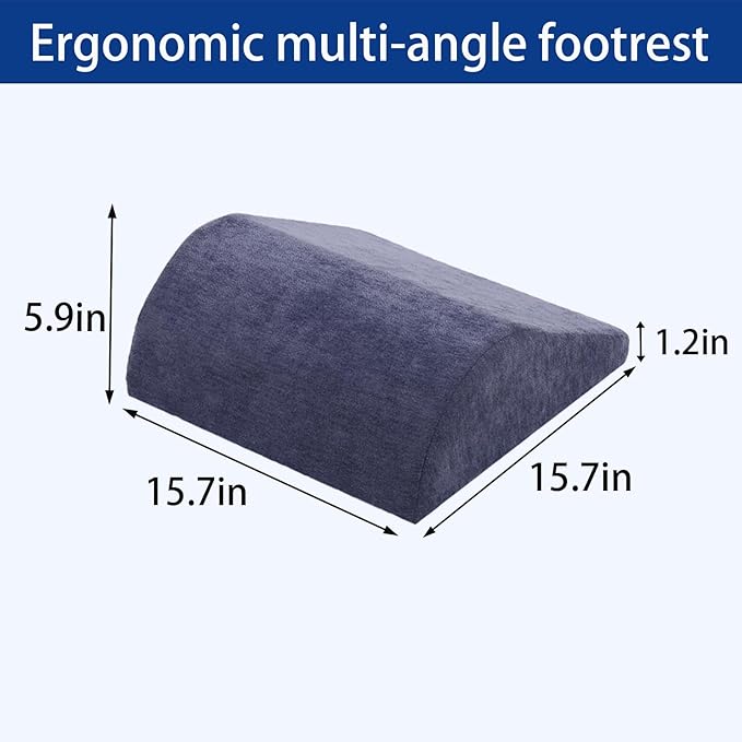 Opuvidity Foot Rest for Under Desk at Work, Ergonomic Under Desk Footrest with Washable Cover for Office, Home & Gaming Leg Elevation Pillow Blue