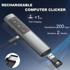 Rechargeable Presentation Clicker for Laptop PowerPoint, USB-A USB-C Presentation Pointer, Wireless Presenter Remote Power Point Clicker for Computer/Mac/PPT/Google Slide Advancer