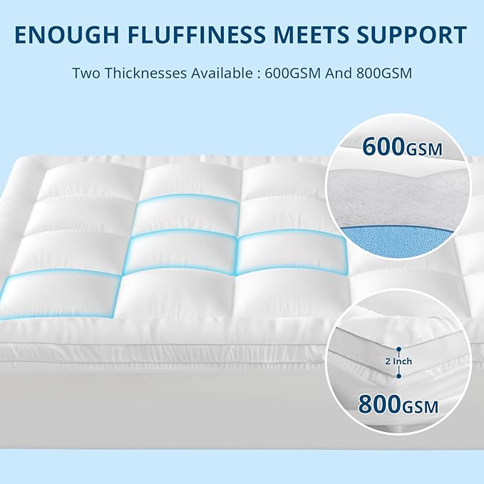 YUGYVOB Twin XL Mattress Topper Extra Thick, and Breathable Mattress Pad 8-21" - Image 4