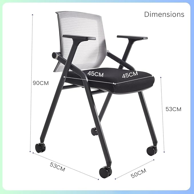 BLANEDUO, 2 Pack Stackable Conference Room Chairs with Paddle Folding Office Foldable Desk Chair Mesh Back and Arms for Conference Meeting Guest Reception Home Office Training Room Chair Black