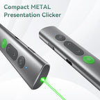 Wireless Presentation Clicker PowerPoint Remote: USB C A Presenter PPT Power Point Google Slide Advancer with Green Laser Pointer Smart Board Clicker for Computer Laptop Mac Projector Office Classroom