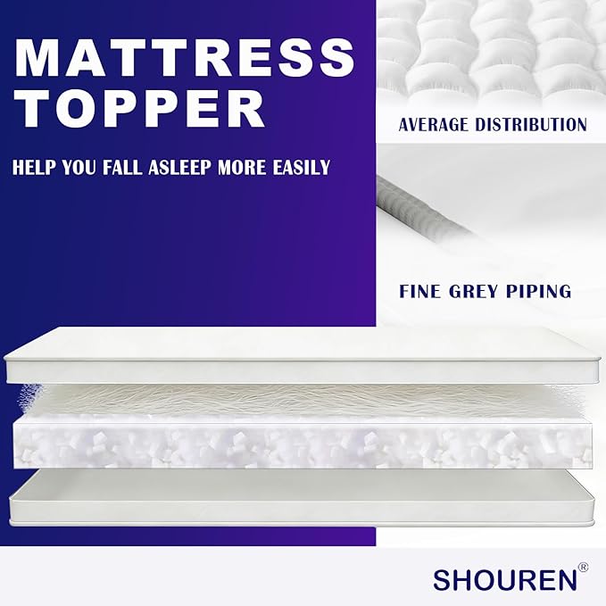 SHOUREN Memory Foam Mattress Topper Queen - Image 2
