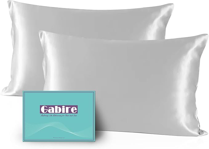Gabire Mulberry Silk Pillowcases Set of 2, Both Sides Real Silk Pillow Covers by MulberrySilkPillowcases