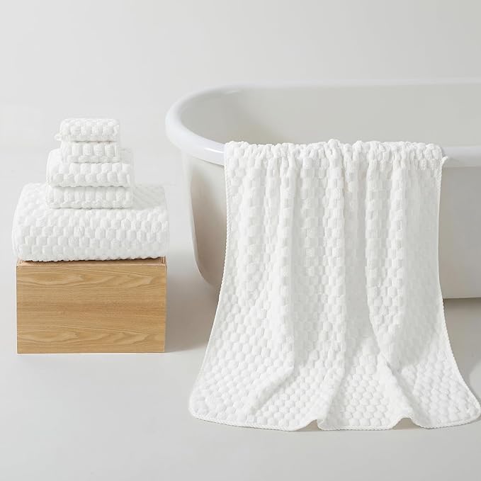 REDKISS White Microfiber Towels Set of 6-35x70 Inches Oversized Bath Sheets - Image 3