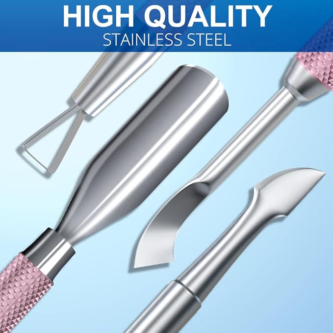 2PCS Metal Lilac Cuticle Pusher and Cutter Remover Salon Quality Stainless - Image 6