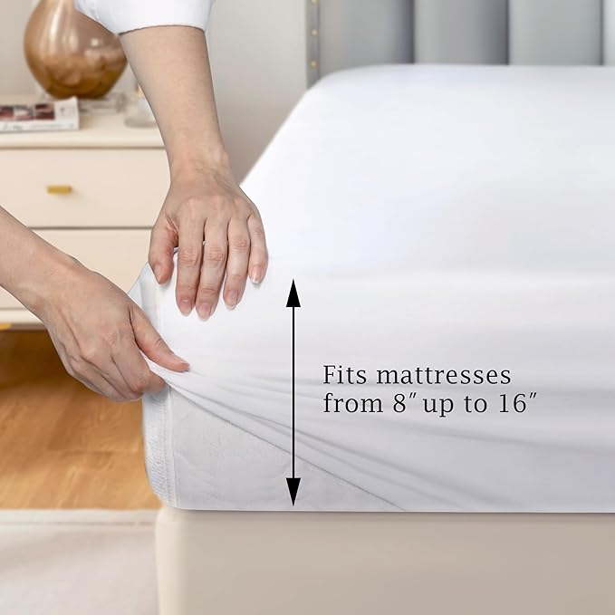 FreshCulture Pure Cotton Fitted Sheets Twin XL Size, 300 Thread Count Percale - Image 3