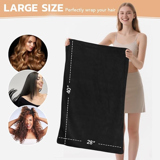 SUNLAND Microfiber Hair Towels Anti Frizz Hair Drying Towel Super Absorbent - Image 2