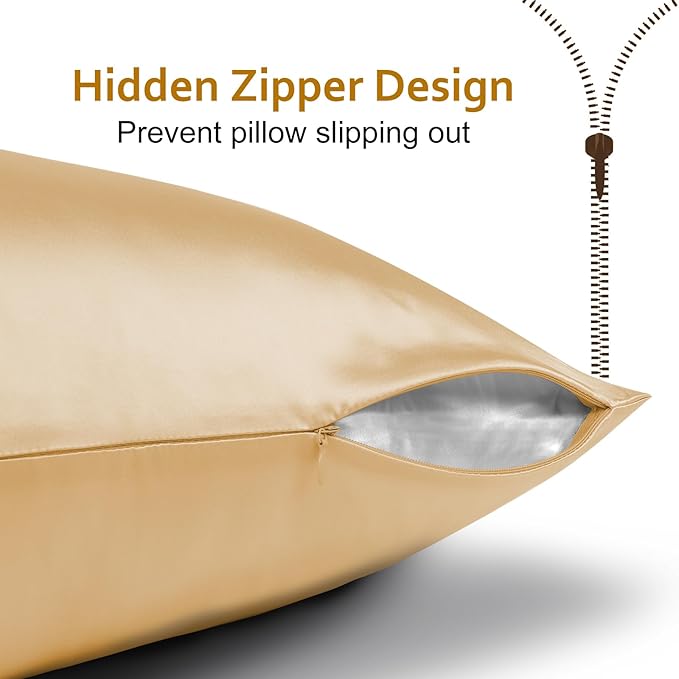 Ravmix Silk Pillow Cases with Zipper, 21momme Mulberry Silk Pillowcase - Image 6