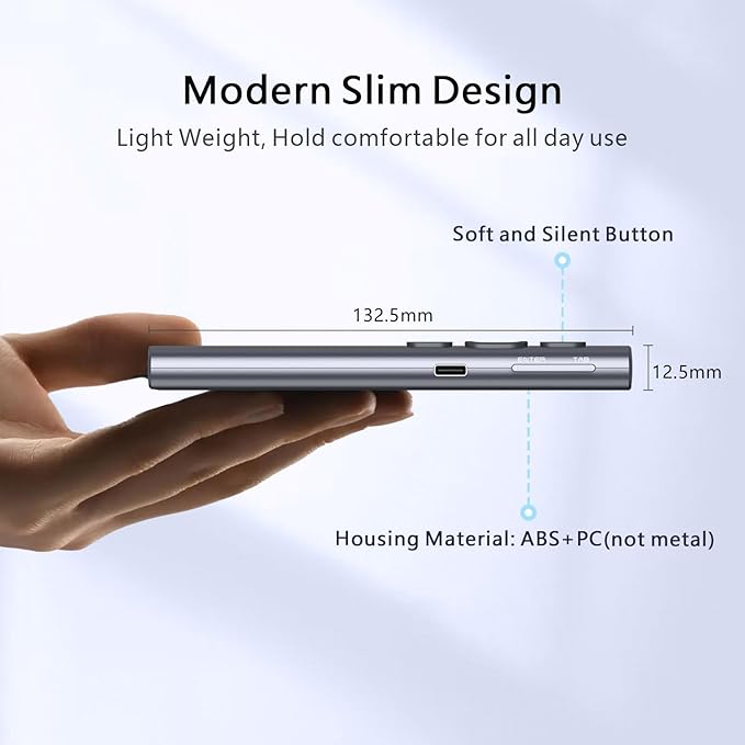 Norwii N95 Bluetooth Presentation Clicker with USB-A Receiver, PowerPoint Clicker for Presentation Remote, Rechargeable Wireless Presenter Pointer, Slide Clicker for PC/Laptop/e-Book(Green, BLE&USB-A)