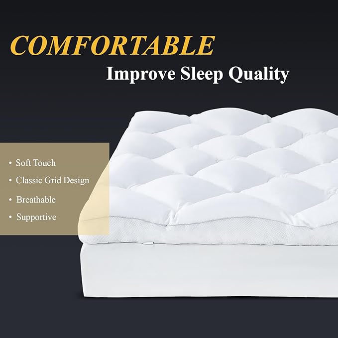 DOWNCOOL 3 Inch Full Mattress Topper, Ultra Thick and Fluffy Supportive Memory - Image 7