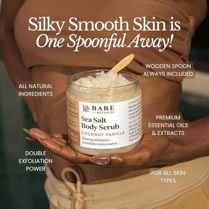 Bare Botanics Vanilla Hazelnut Coffee Body Scrub 24 oz - Image 5