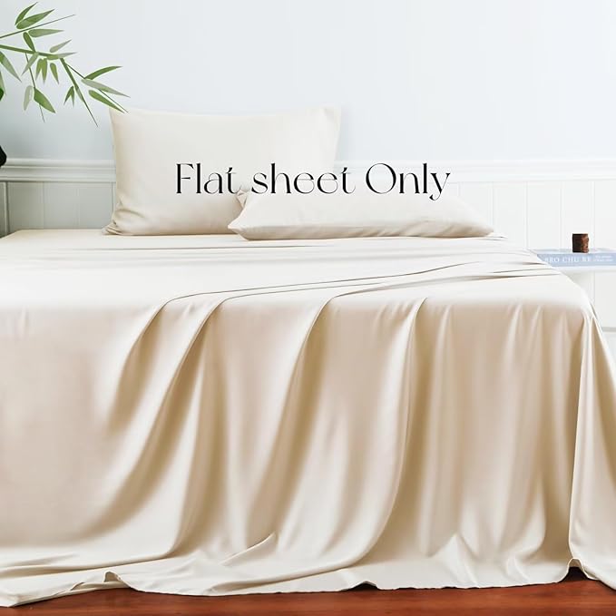 Bamboo Viscose Flat Sheets Only, 400 Thread Count Sateen Weave TwinXL Size Flat - Image 2