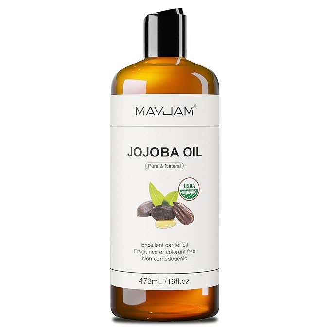 MAYJAM Jojoba Oil Organic USDA Certified 16 Oz, 100% Pure & Natural Jojoba Oils by MAYJAM