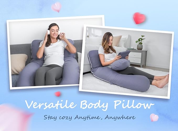 QUEEN ROSE Pregnancy Pillows, 60 Inch Cooling U Shaped Body Pillow - Image 8