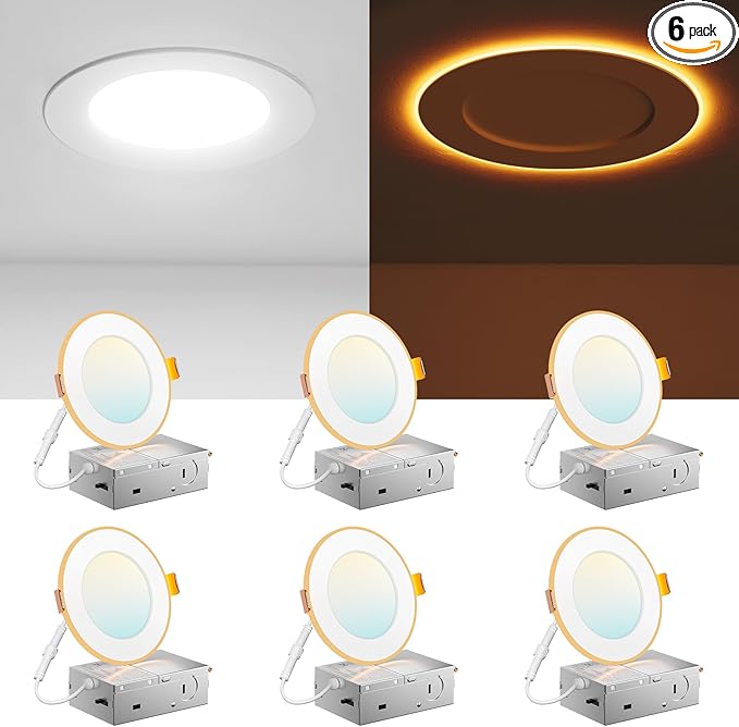 Amico 6 Pack 4 Inch 5CCT LED Recessed Ceiling Light by Amico