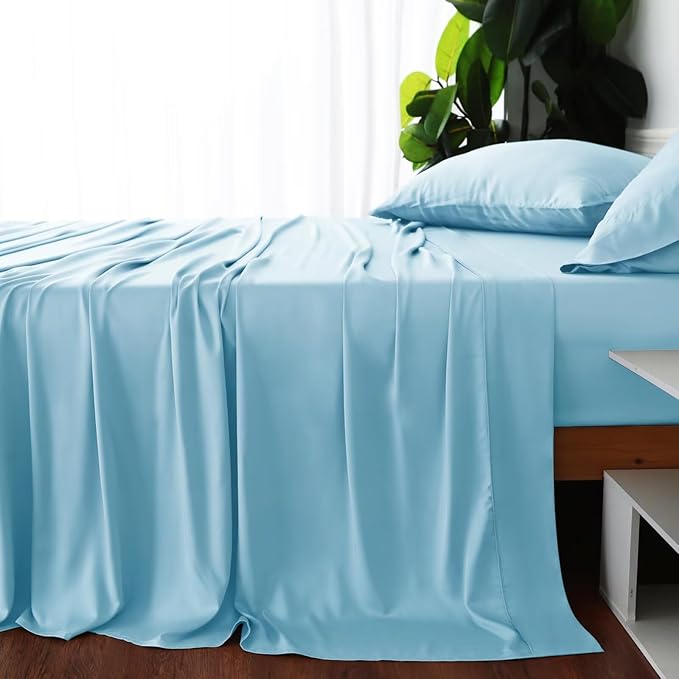 Bamboo Viscose Flat Sheets Only, 400 Thread Count Sateen Weave Cal King Size - Image 4