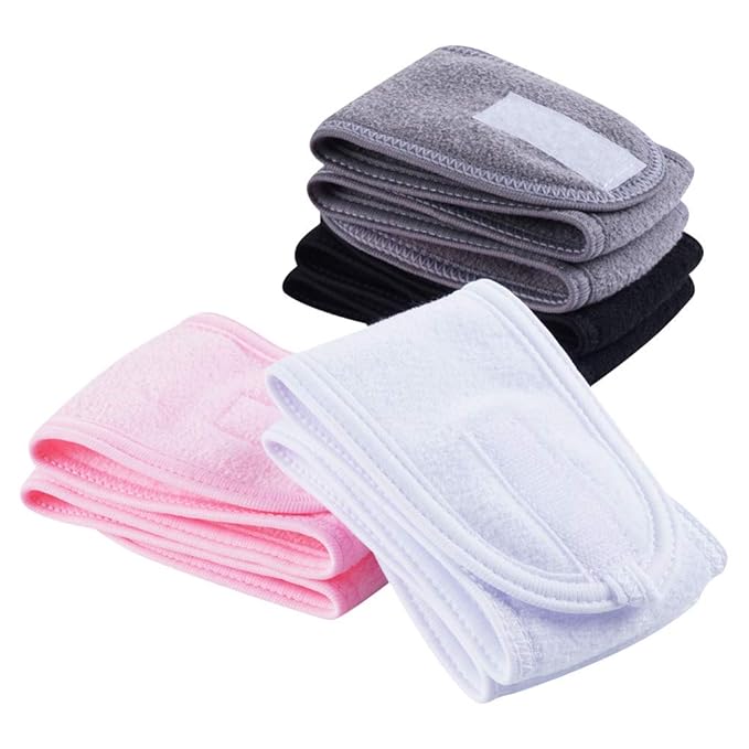 4 PCS Facial Spa Headbands， Makeup Shower Bath Wrap Sport Headband Terry Cloth - Image 5