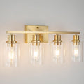 4-Lights Gold Bathroom Light Fixture, Brushed Brass Vanity Light by FILIMITIY