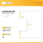 HOUSELABELS 4-up Shipping Labels (3-1/2" x 5") for Laser and Inkjet Printers, 700 Sheets