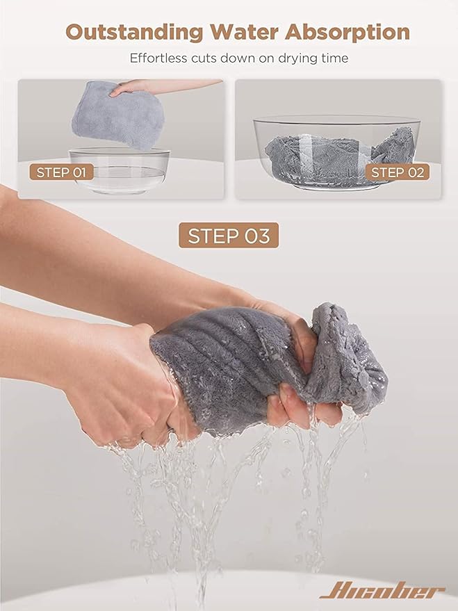 Hicober Microfiber Hair Towel, 3 Packs Hair Turbans - Image 5