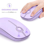 VssoPlor Wireless Mouse, 2.4G Slim Portable Computer Laptop Mouse with Nano Receiver Quiet Silent Optical Mice for Notebook, PC, Laptop, Computer-Light Purple