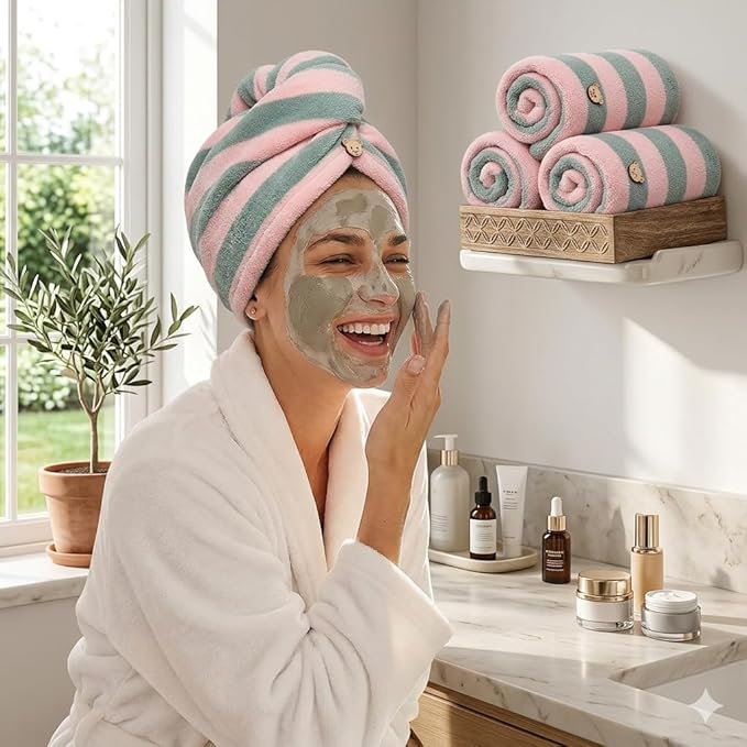3 Pack Microfiber Hair Towel Wrap - Image 4