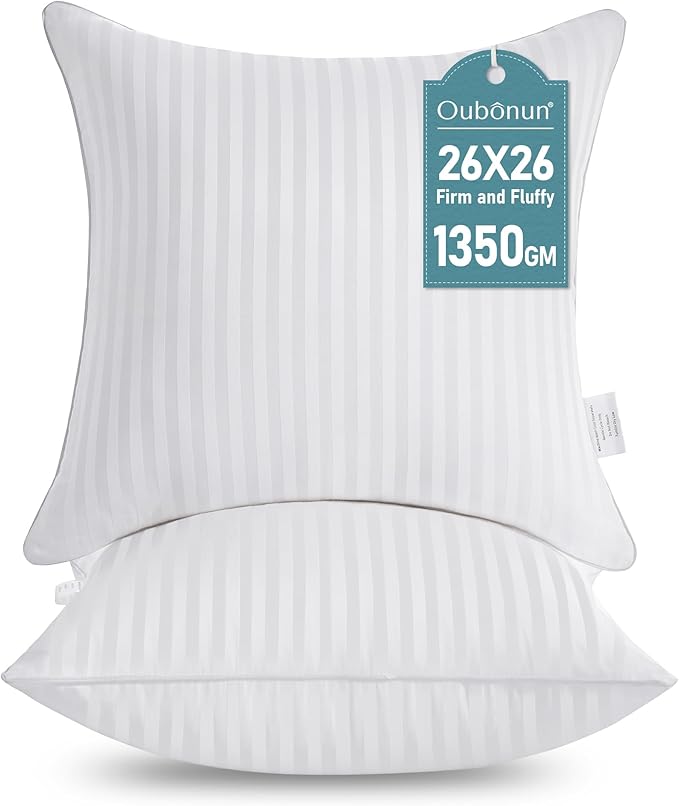 Oubonun 26 x 26 Euro Pillow Inserts, Firm and Fluffy Decorative Square Pillows by Oubonun