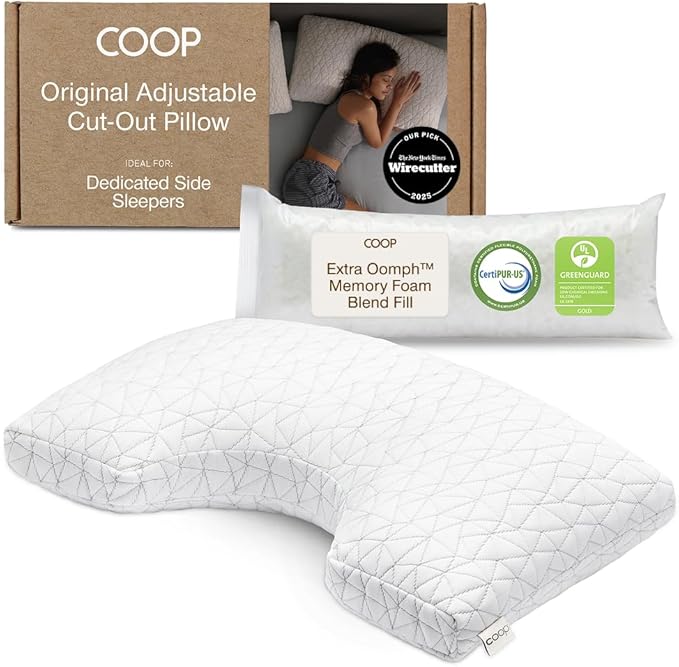 Coop Home Goods Original Cut-Out Adjustable Pillow, King Size Bed Pillows by CoopSleepGoods