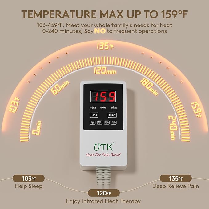 UTK Heating Pad for Back, 5X Deeper Back Pain Relief, Far Infrared Heating Pad - Image 5