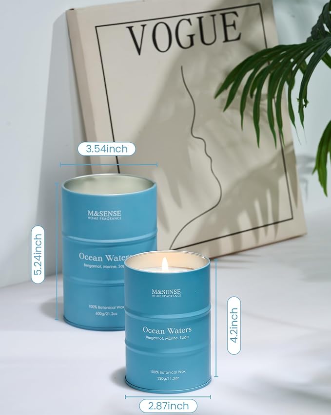 M&SENSE Ocean Waters Scented Candles Summer Soy Candle, Beach Candle - Image 6