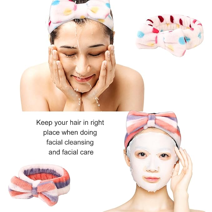 Hishexin 8 Pack Spa Headbands for Women, Soft Bow Skincare Headband for Washing - Image 3