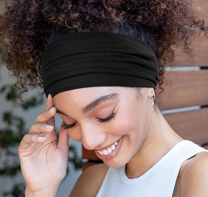 Huachi Wide Headbands: Boho Elastic Non-Slip Thick Stretchy Headbands - Image 2