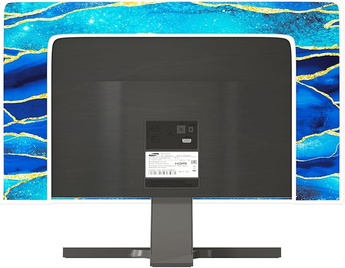 Baocicco Royal Blue Marble Waterproof Computer Monitor Dust Cover 26, 27, 28 Inch Creative Design Monitor Accessories Laptop TV LCD Screen Monitor Decoration for Tablet Computer Decorations