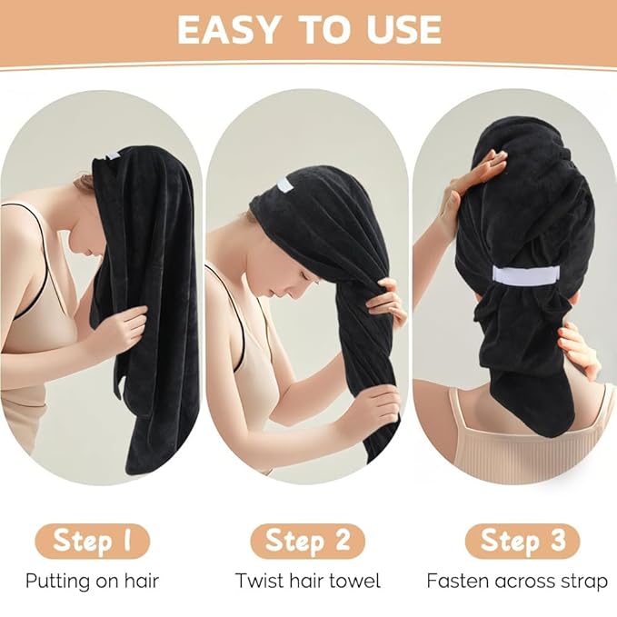 SUNLAND Microfiber Hair Towels Anti Frizz Hair Drying Towel Super Absorbent - Image 4