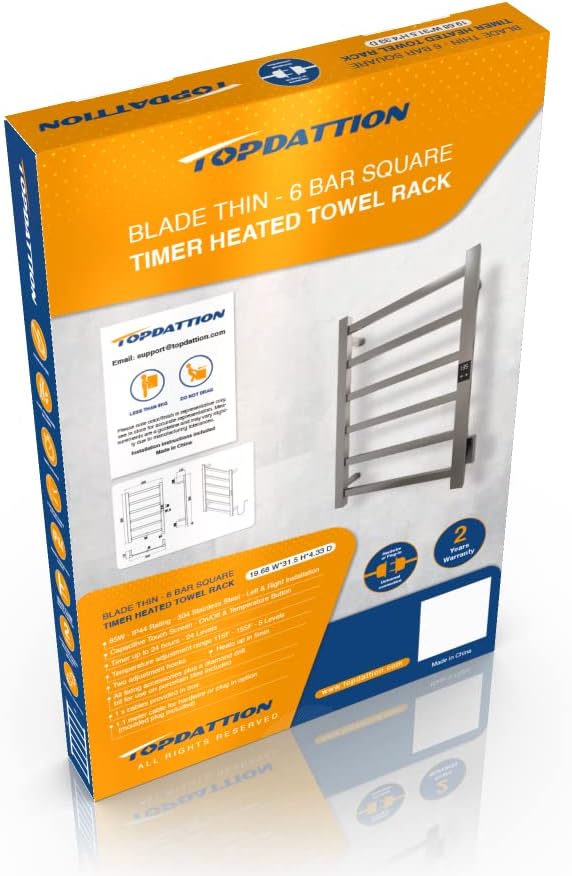 Topdattion Smart Wireless Electric Towel Warmer | Blade Thin 4 Bar Design | - Image 4