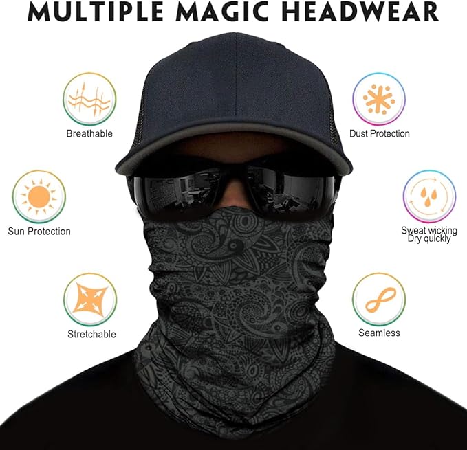 Venswell Neck Gaiter Face Mask Men Women, Seamless Bandana Rave Face Cover - Image 3