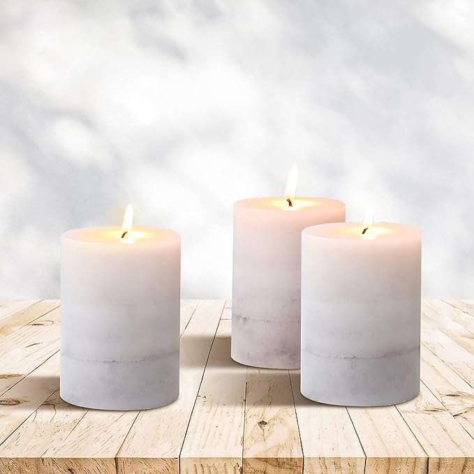 Set of 3 Scented Pillar Candles Creamy Coconut Scented 3" x 4" Long-Lasting - Image 9