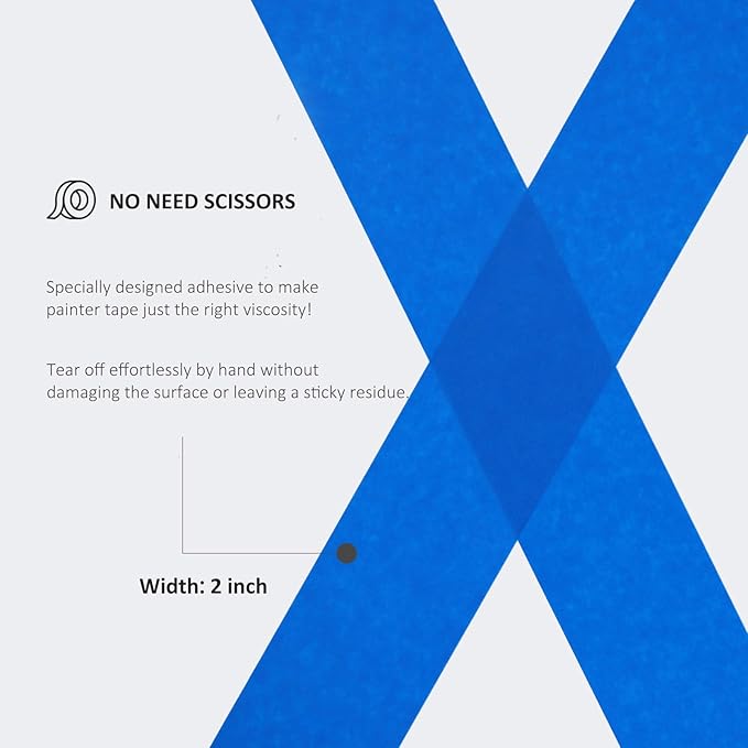 SEBETOW Blue Painters Tape 2 Inch Bulk - Blue Tape for Painting Automotive Walls Packing Removable NO Residue, Paint for Indoors & Outdoors, 2 Inches x 55 Yards x 5 Rolls