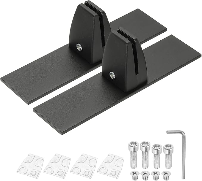 PATIKIL 1.8x1.3x2.5" Desk Divider Support Clamp, 2 Pcs Aluminum Desk Shield Clamp Desk Divider Partition Clamp Sneeze Guard Clamp Bracket for Office Home Desk Panel, Black