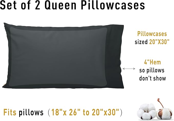 Sunflower Queen Pillowcases Set of 2, 100% Cotton Queen Size Pillow Cases 2 - Image 8