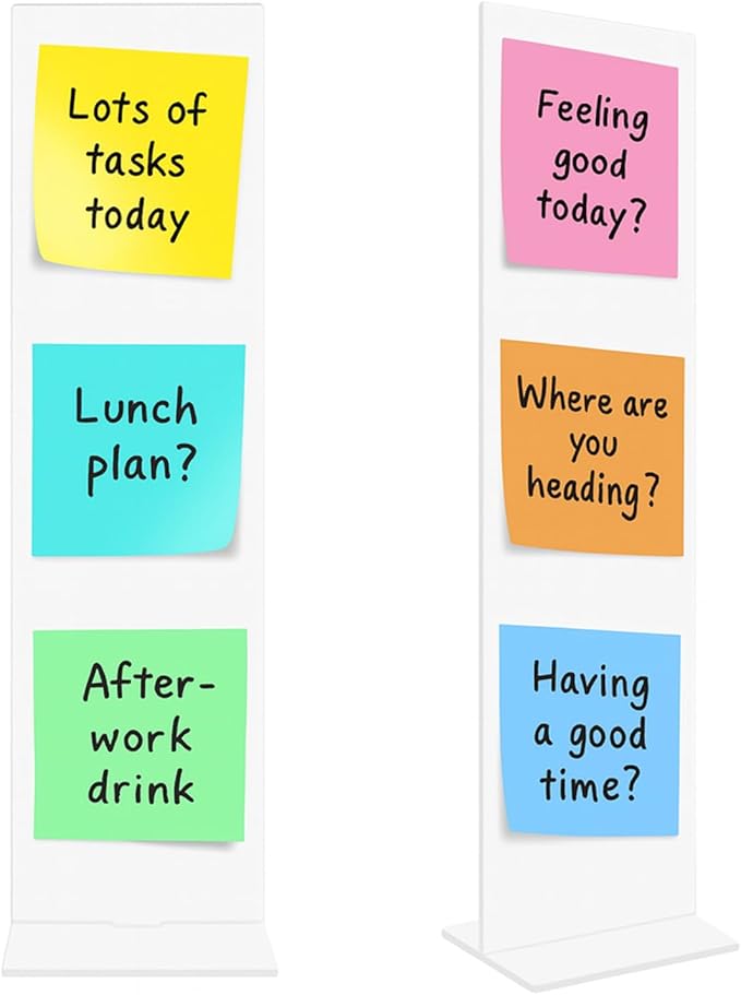 Removable Sticky Note Holder, Acrylic Desktop Memo Message Board, Transparent Portable Monitor Memo Stand for Any Computer and Laptop (2*Board+2*Base)