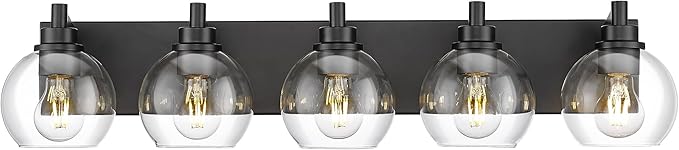 Bathroom Light Fixtures, 5 Light Matte Black Vanity Light, 32 Inch Modern Wall by Metwet