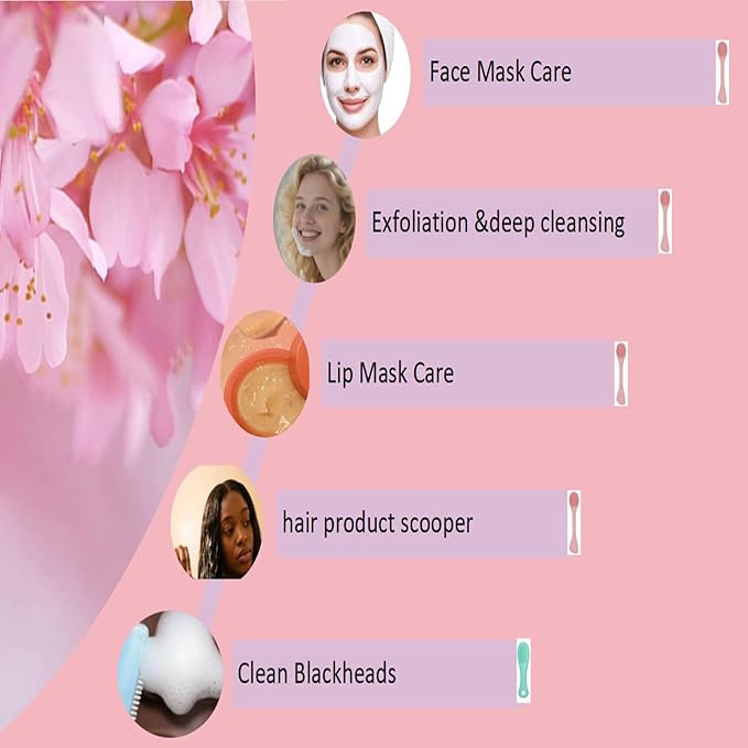 Premium Silicone Facial Cleansing Brush Combo 3pcs, Mask Applicator and - Image 3